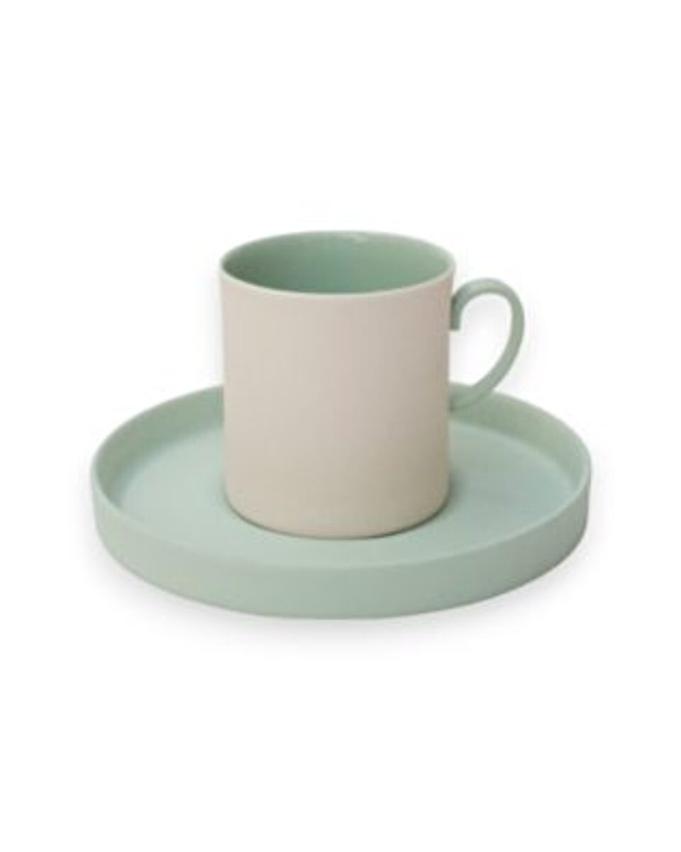 Tabaklı Kahve Fincanı Bej ve Mint