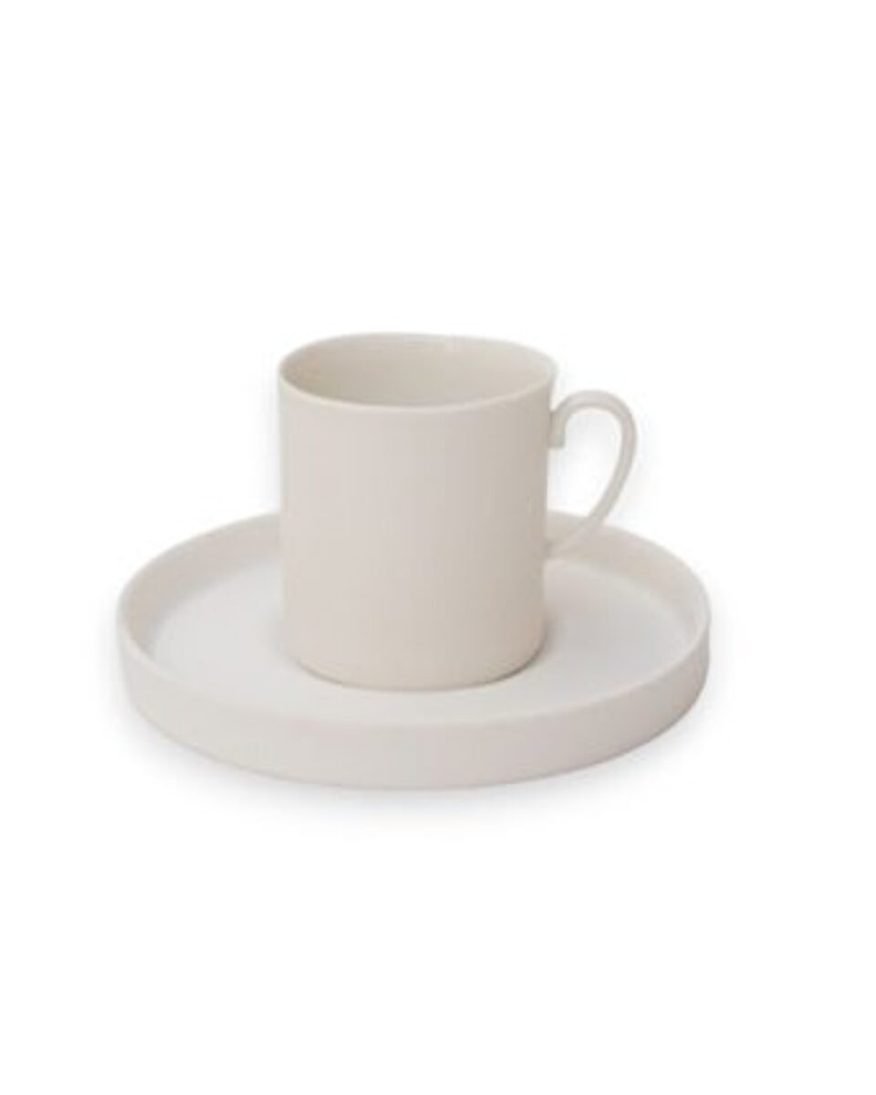 Tabaklı Kahve Fincanı Beyaz